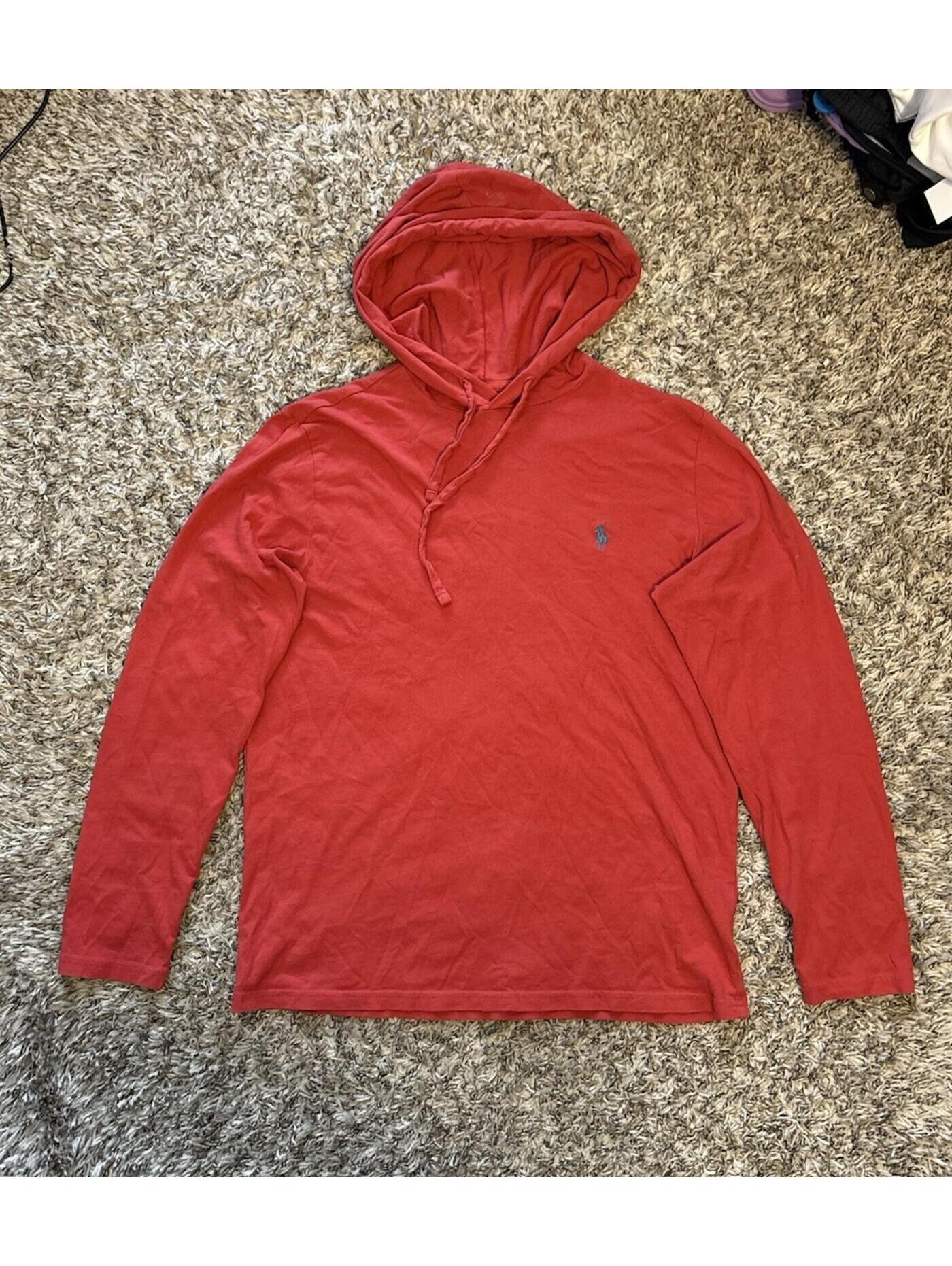 Polo Ralph Lauren Men’s Hoodie Long Sleeve Shirt Pony Cotton Red Pullover Small